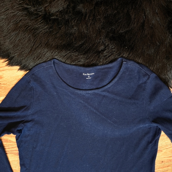 Kim Rogers Long Sleeve Tee Navy Blue Women's Size XL - Picture 3 of 6